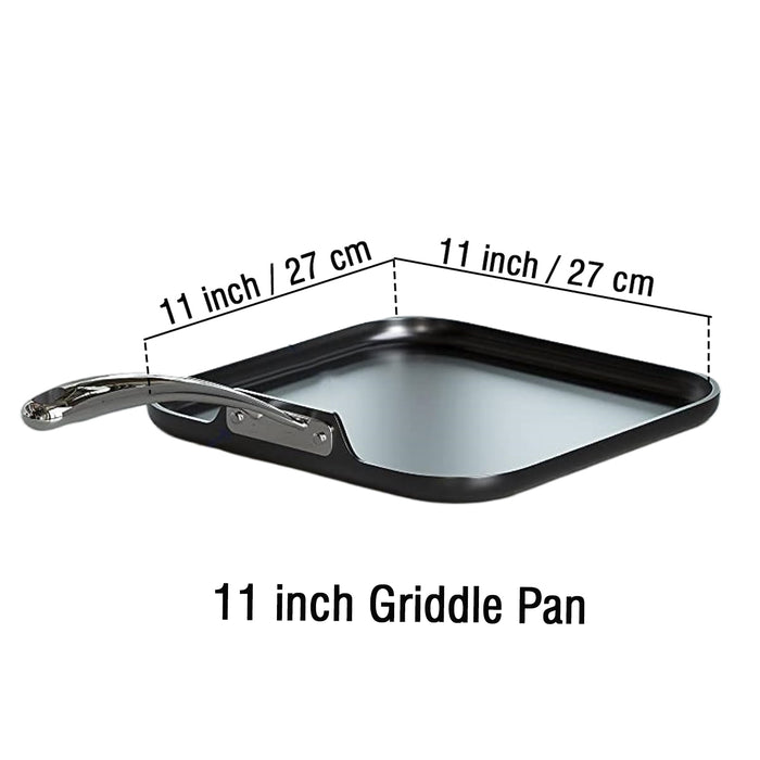Cook N Home Cooks Standard Nonstick Square Griddle Pan 11 X 11-Inch Hard Anodized Cookware Griddle Pan Black