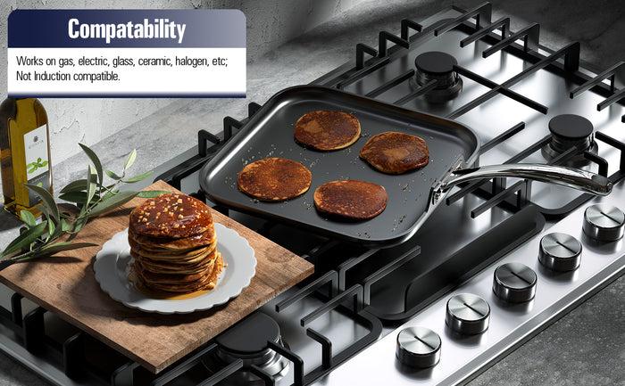 Cook N Home Cooks Standard Nonstick Square Griddle Pan 11 X 11-Inch Hard Anodized Cookware Griddle Pan Black