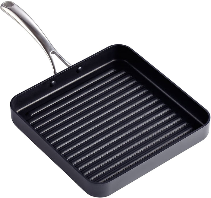 cook n home Cooks Standard Nonstick Square Grill Pan 11 x 11-Inch Hard Anodized Grilling Skillet Pan Cookware for Camping Home Use