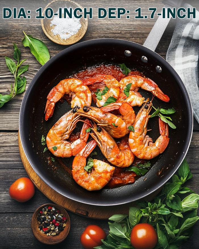 Cook N Home Cooks Standard Saute Pan Nonstick Frying Pan 10-Inch Durable Heavy Duty Professional Aluminum Non-Stick Skillet Pan