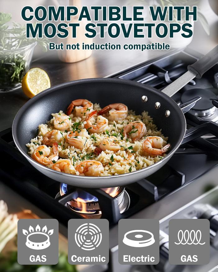 Cook N Home Cooks Standard Saute Pan Nonstick Frying Pan 8-Inch Durable Heavy Duty Professional Aluminum Non-Stick Skillet Pan