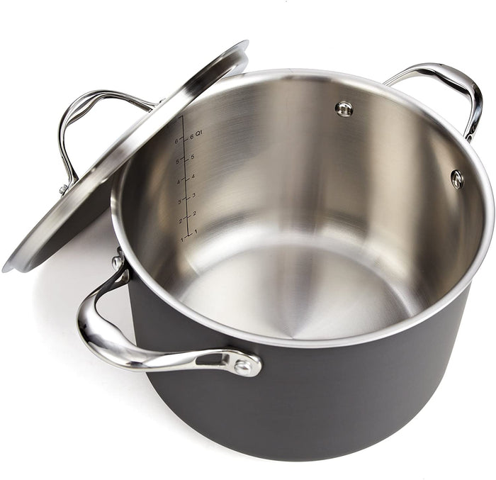 Cook N Home Cooks Standard Stainless Steel 8-Piece Multi-Ply Clad Hard Anodized Cookware Set Black
