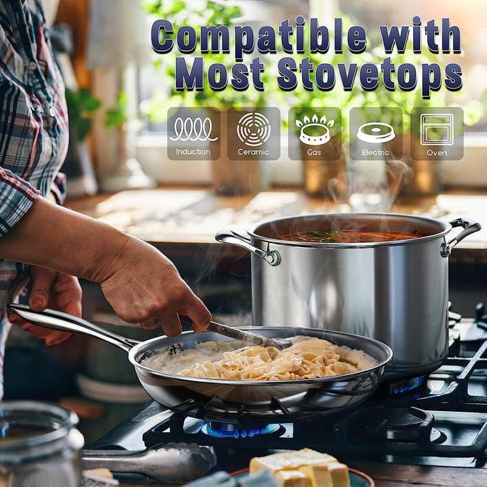 Cook N Home Cooks Standard Stainless Steel Kitchen Cookware Sets 9-Piece Multi-Ply Full Clad Pots And Pans Cooking Set With Stay-Cool Handles Dishwasher Safe Oven Safe 500° F