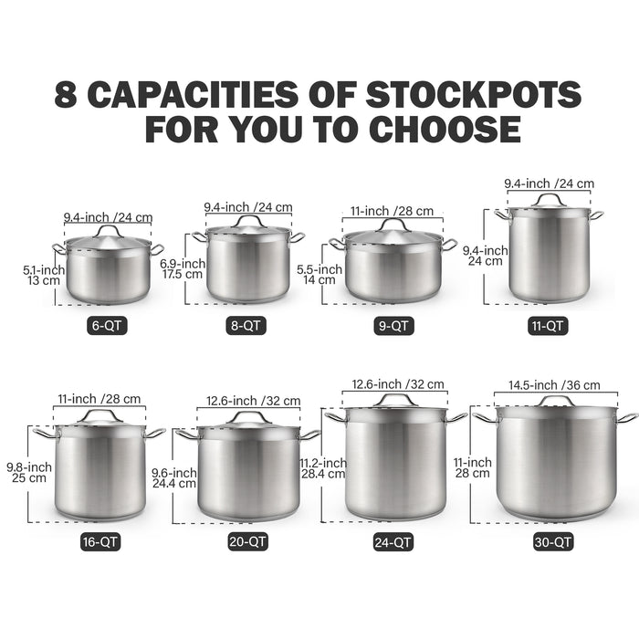 Cook N Home Cooks Standard Stockpots Stainless Steel 11 Quart Professional Grade Stock Pot With Lid Silver