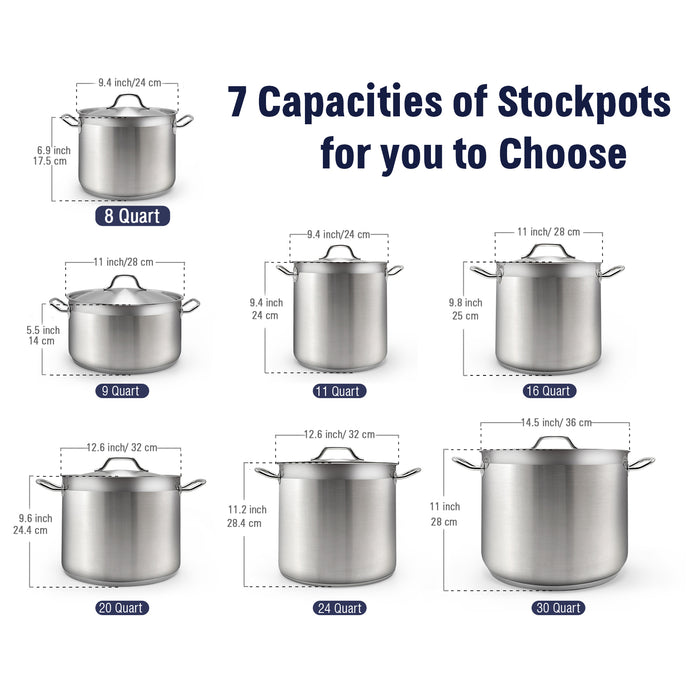 Cook N Home Cooks Standard Stockpots Stainless Steel 8 Quart Professional Grade Stock Pot With Lid Silver