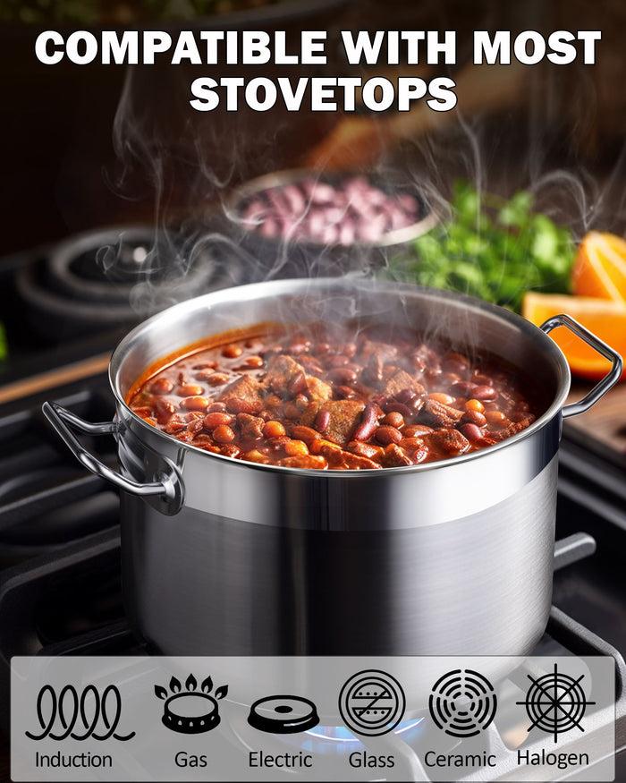 Cook N Home Cooks Standard Stockpots Stainless Steel 8 Quart Professional Grade Stock Pot With Lid Silver