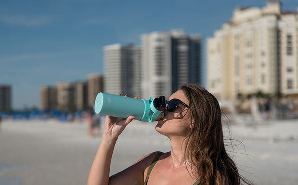 2 Pack COOL GEAR Saturn 24oz Stainless Steel Water Bottle | Silicone Tension Strap Tumbler