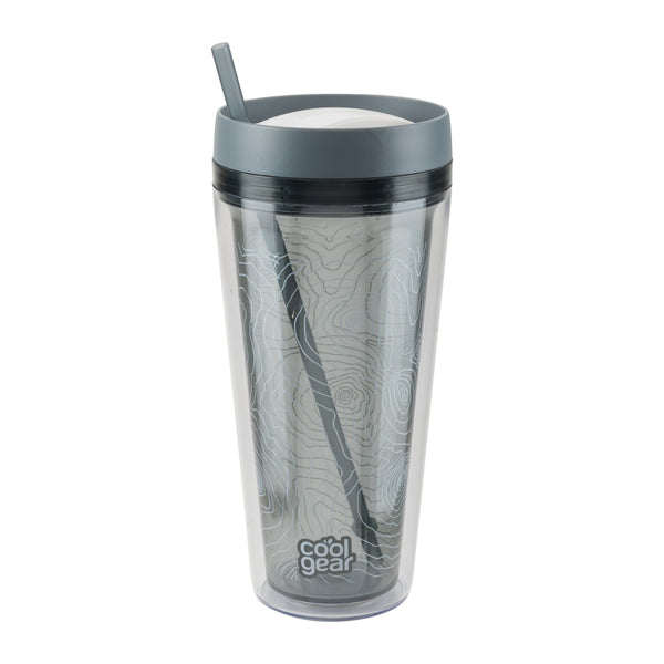 4 Pack COOL GEAR 24 Oz Callisto Printed Chiller With Straw | Dual Function Closure Printed Re-Usable Tumbler Water Bottle