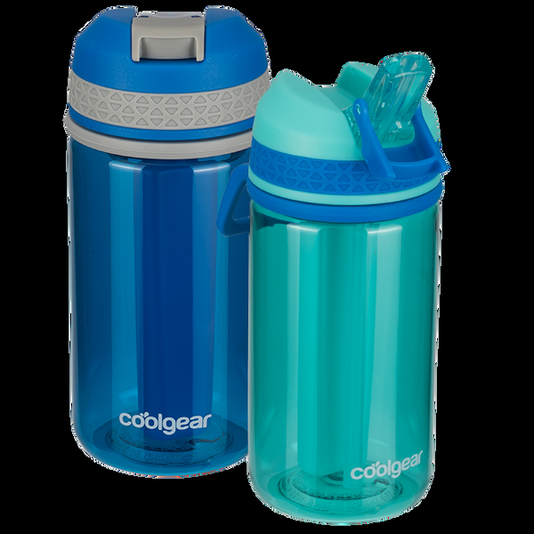 Cool Gear 2-Pack 18 oz System Leakproof Water Bottle Textured Silicone Band with Sipper Lid