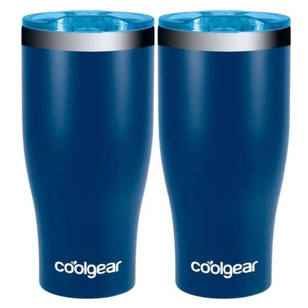 Cool Gear 2-Pack 20 Ounce Curve Tumbler | Stainless Steel Double Wall Vacuum Sealed Water Bottle with Slider Lid