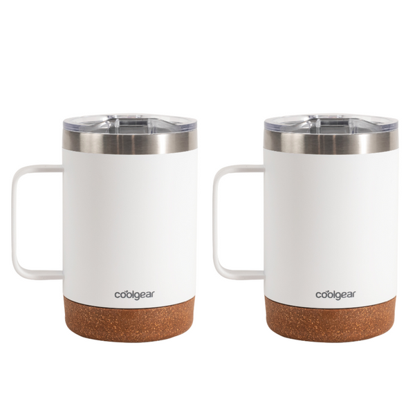 Cool Gear 2-Pack American Designed Stainless Steel Copper Lined Mug with Handle BPA Free Lid 16 oz