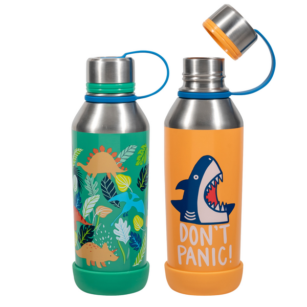 Cool Gear 2-Pack Kids Stainless Steel Double Walled Vacuum Insulated Tyler Bottle Bumper Included with Threaded Lid Loop 14 Oz Cool Gear 2-Pack Kids Stainless Steel Double Walled Vacuum Insulated Tyler Bottle Bumper Included with Threaded Lid Loop 14 Oz