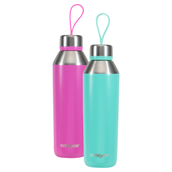 Cool Gear 2-Pack Stainless Steel Double Walled Vacuum Insulated Tyler Water Bottle with Threaded Loop Lid 17 Ounce Cool Gear 2-Pack Stainless Steel Double Walled Vacuum Insulated Tyler Water Bottle with Threaded Loop Lid 17 Ounce