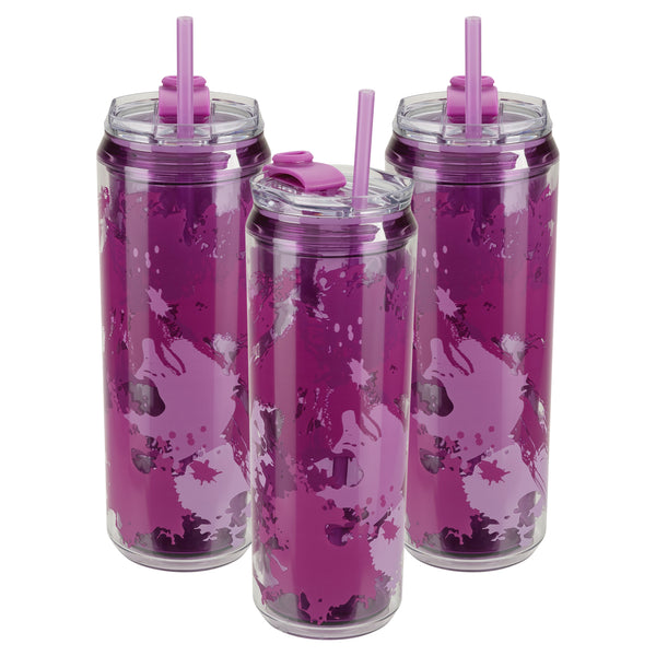 Cool Gear 3-Pack 22 oz Modern Tumbler with Reusable Straw | Dishwasher Safe Cup Holder Friendly Spillproof Double-Wall Insulated Travel Tumbler | Printed Abstract Pack