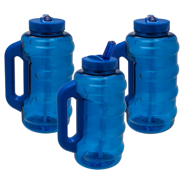 Cool Gear 3-Pack BEAST 64 oz Jug with Handle | Large Capacity Water bottle for Athletes Fitness Gym & Outdoor Sports | Wide mouth Leak proof - Blueberry Pack