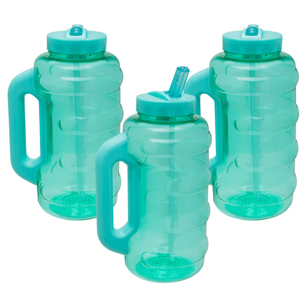 Cool Gear 3-Pack BEAST 64 oz Jug with Handle | Large Capacity Water bottle for Athletes Fitness Gym & Outdoor Sports | Wide mouth Leak proof - Green Tea Pack