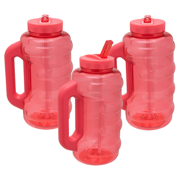 Cool Gear 3-Pack BEAST 64 oz Jug with Handle | Large Capacity Water bottle for Athletes Fitness Gym & Outdoor Sports | Wide mouth Leak proof - Pink Pack
