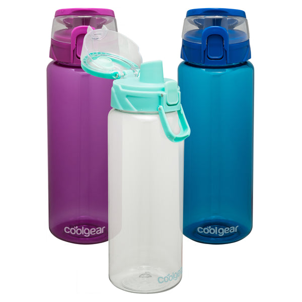 Cool Gear 3-Pack Tritan Plastic 32 oz Cylinder Water Bottle with Halo Top Lid | Dishwasher Safe Leakproof Shatter-Resistant Water Bottle With Easy Carry Loop | Variety Pack Cool Gear 3-Pack Tritan Plastic 32 oz Cylinder Water Bottle with Halo Top Lid | Dishwasher Safe Leakproof Shatter-Resistant Water Bottle With Easy Carry Loop | Variety Pack