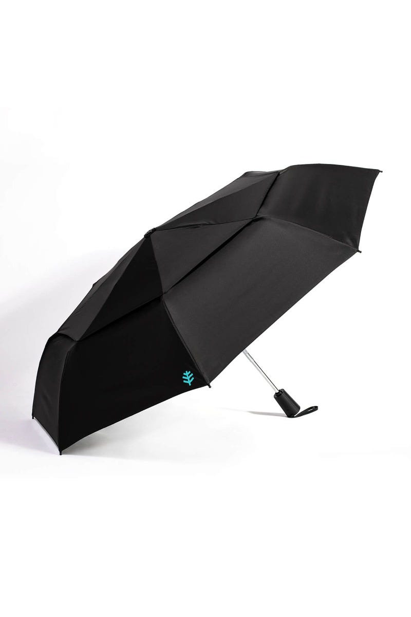 coolibar 42 Inch Sodalis Travel Umbrella | Black Matte Black Coating