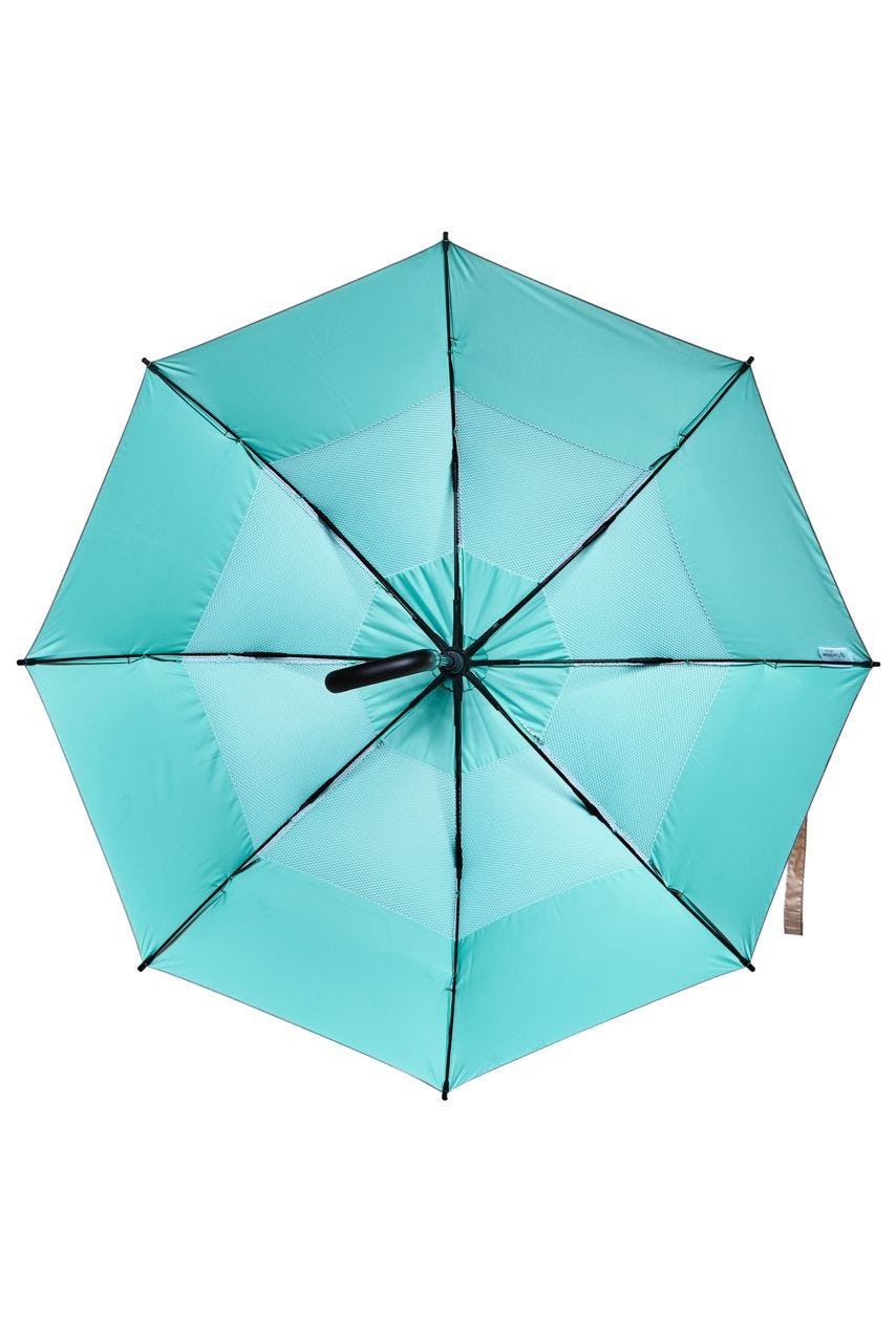 Coolibar 48 Inch Calotta Fashion Umbrella | Gold/Aqua Metallic
