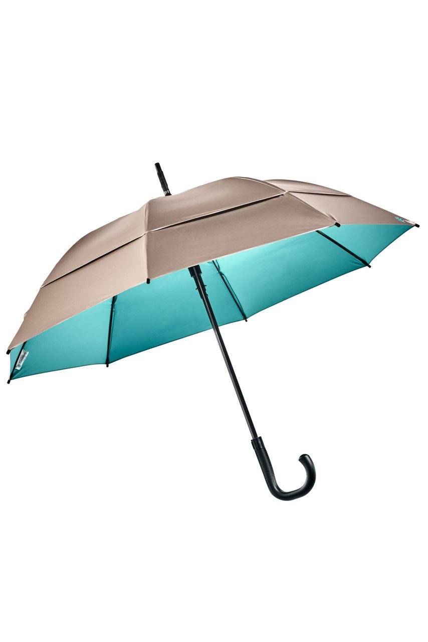 Coolibar 48 Inch Calotta Fashion Umbrella | Gold/Aqua Metallic