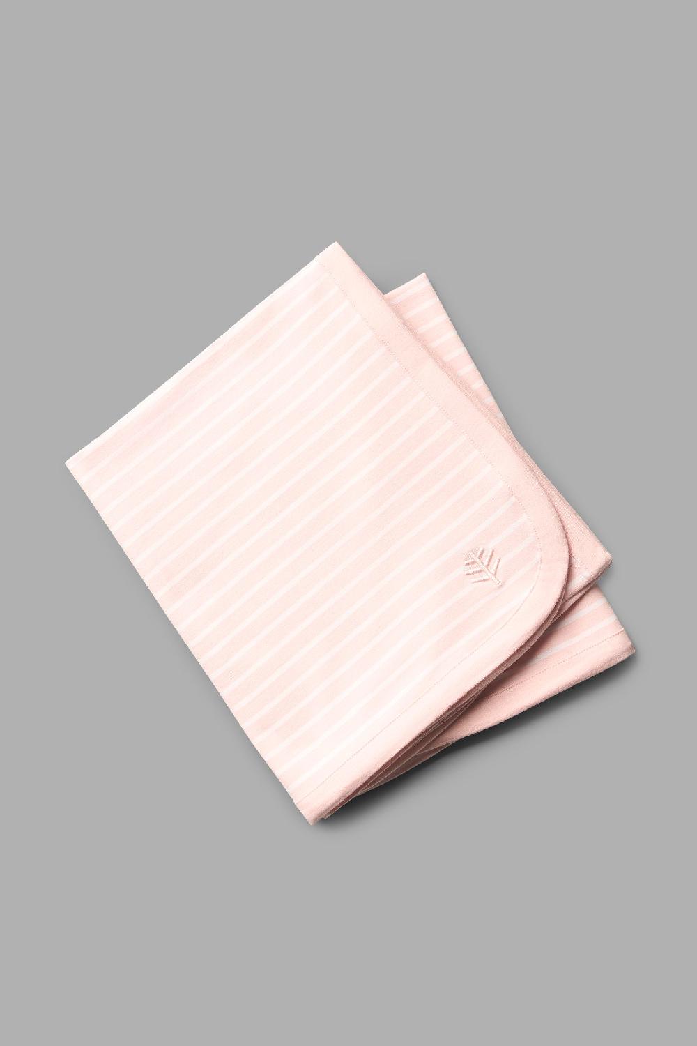 coolibar Baby Batibou Sun Blanket |Soft Pink/White Stripe