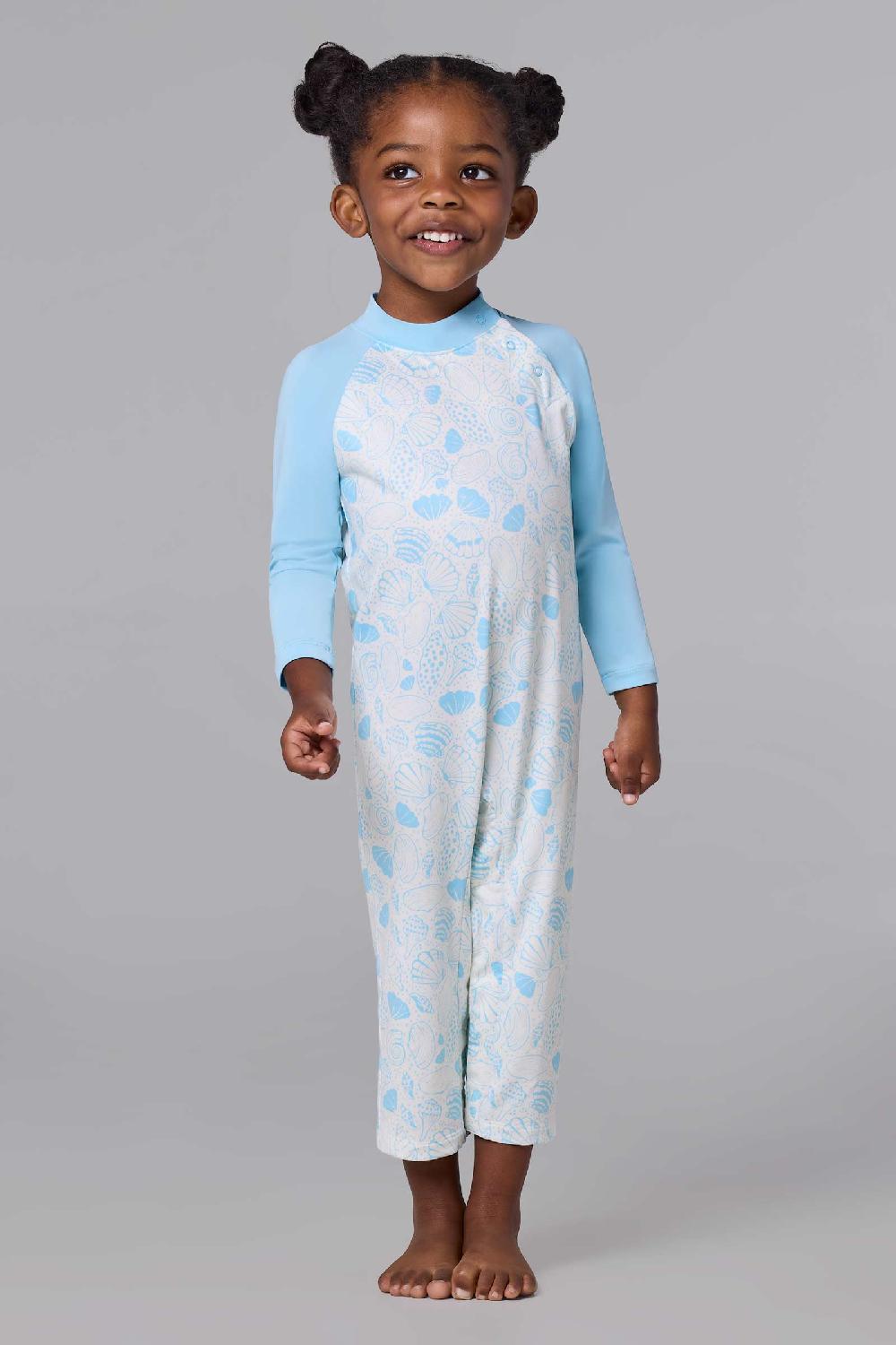 coolibar Baby Beach One-Piece Swimsuit | Arctic Blue Shell Dream