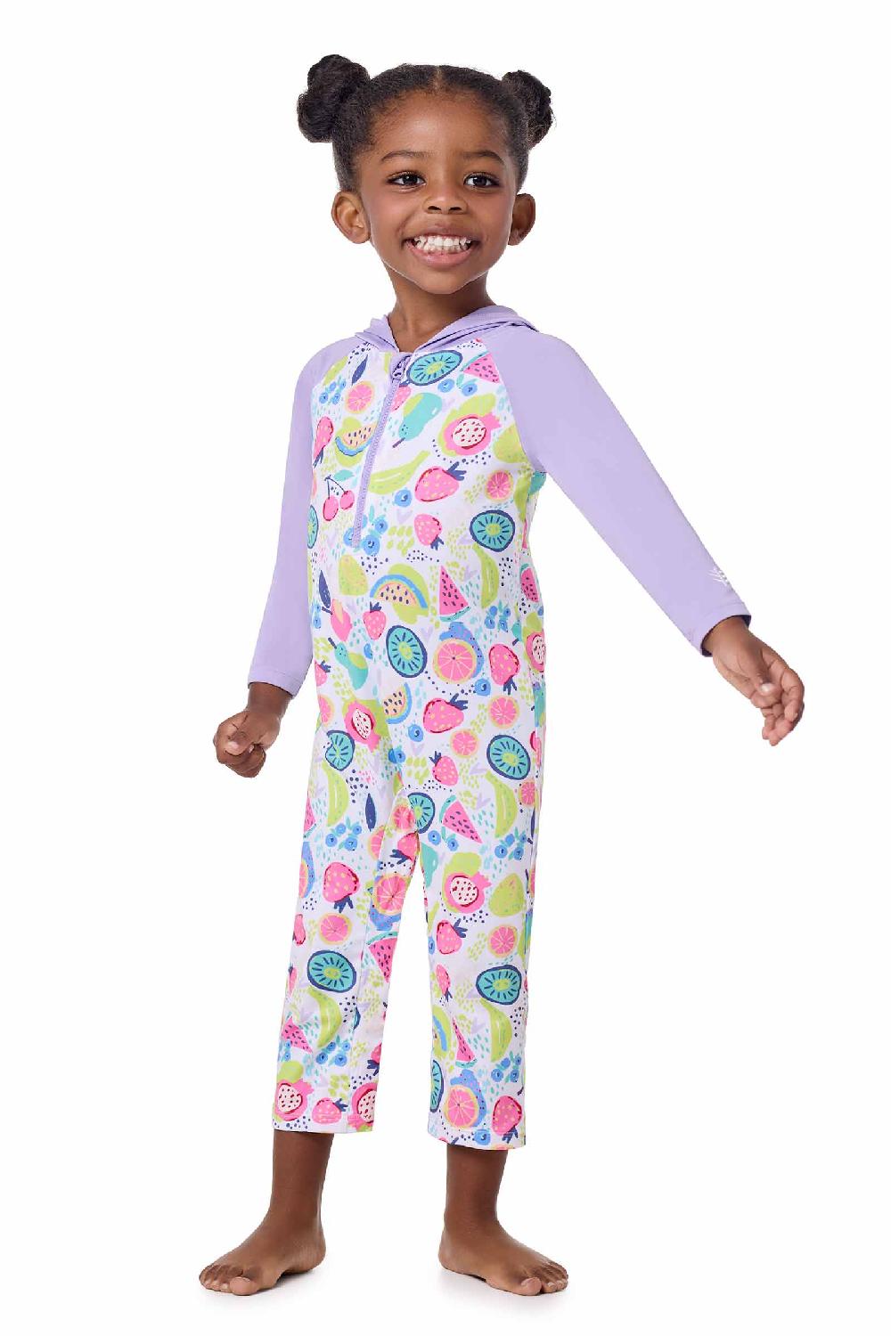 Coolibar Baby Finn Hooded One-Piece Swimsuit | Lavendula Colorblock