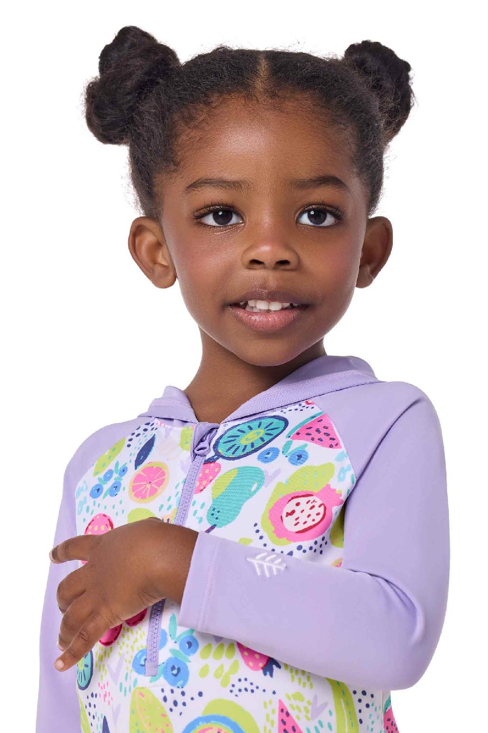 Coolibar Baby Finn Hooded One-Piece Swimsuit | Lavendula Colorblock