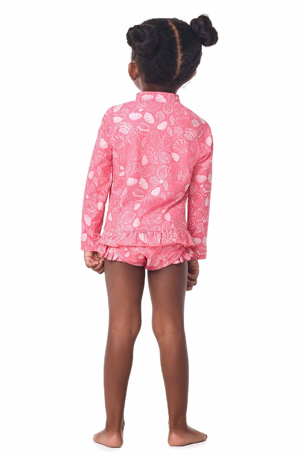Coolibar Baby Guppy Ruffle Rash Guard Set | Sunkist Coral Shell Dream