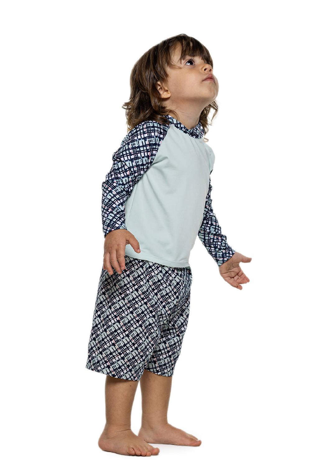 Coolibar Baby Island Rash Guard Set | Navy Gulf Stream Stripe