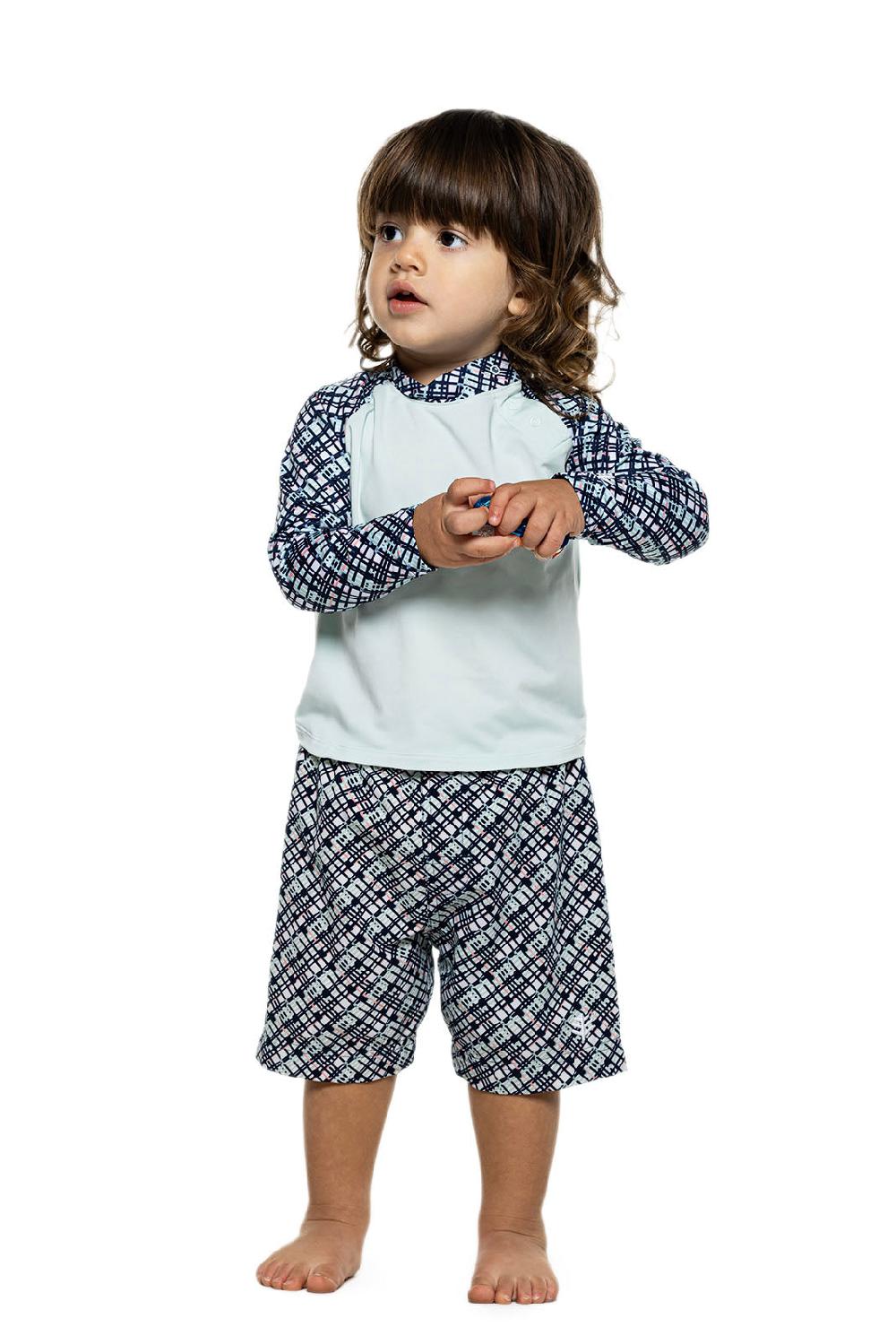 coolibar Baby Island Rash Guard Set | Navy Gulf Stream Stripe