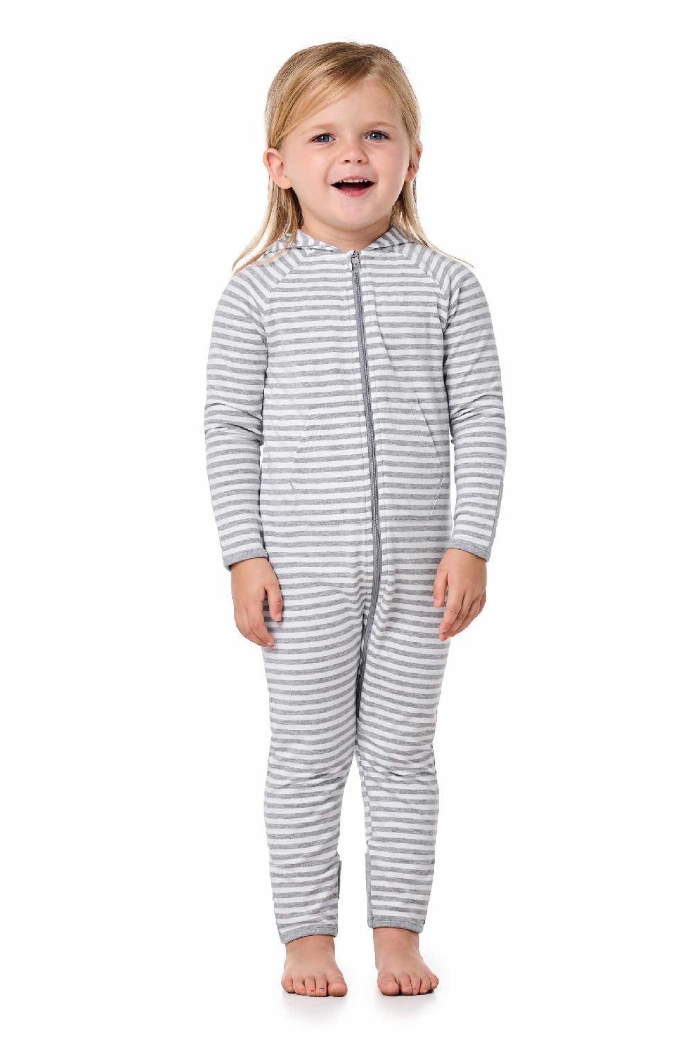 Coolibar Baby LumaLeo 360 Coverage Bodysuit | Grey/White