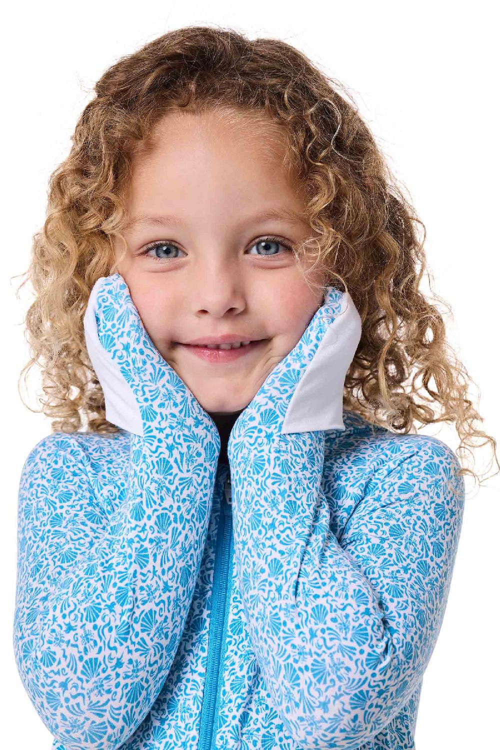 Coolibar Baby LumaLeo 360 Coverage Bodysuit | Malibu Blue Shell We