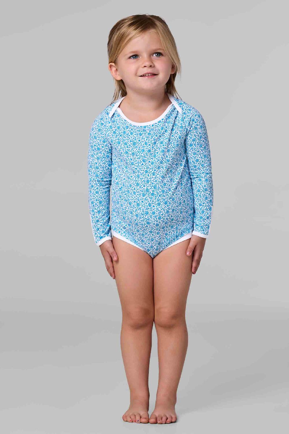 coolibar Baby LumaLeo Bodysuit | Malibu Blue Shell We
