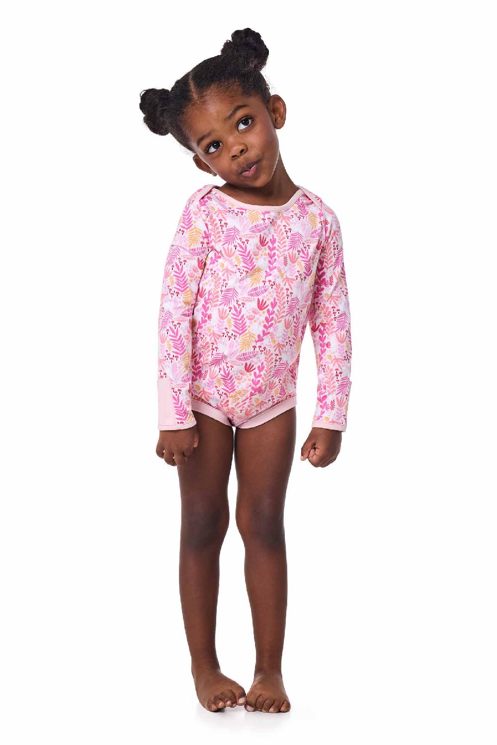 Coolibar Baby LumaLeo Bodysuit | Soft Pink Blooming Forest