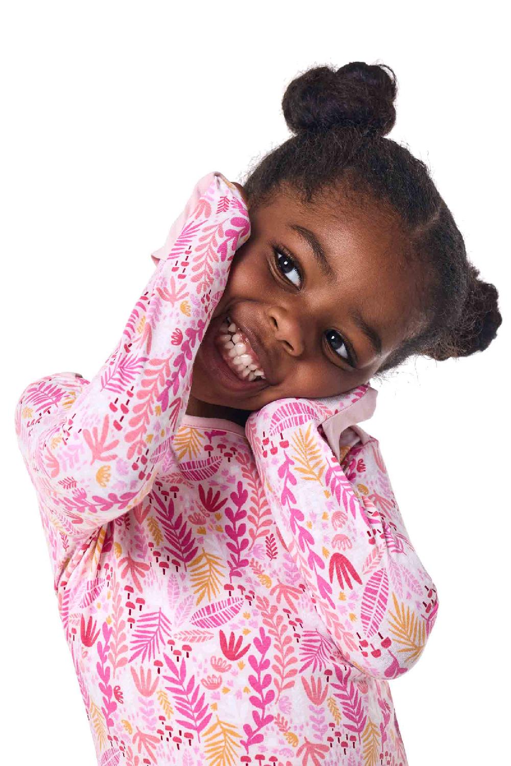 Coolibar Baby LumaLeo Bodysuit | Soft Pink Blooming Forest