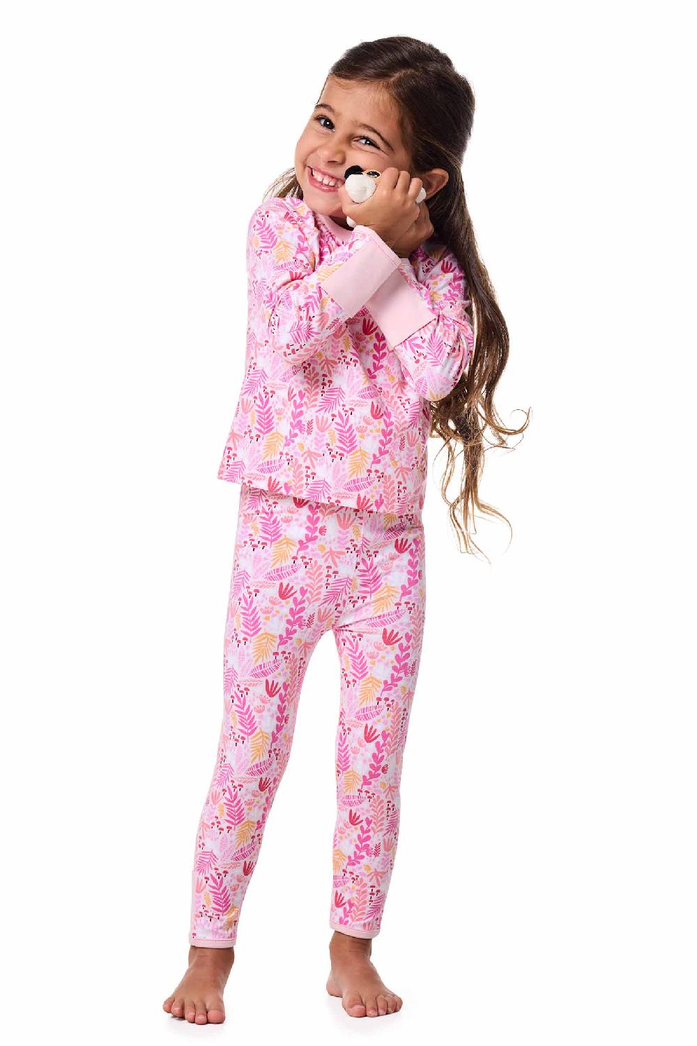 Coolibar Baby LumaLeo Leggings | Soft Pink Blooming Forest