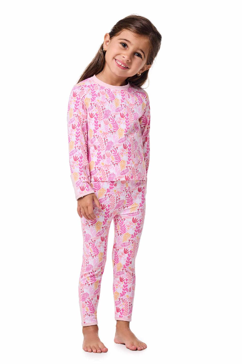 Coolibar Baby LumaLeo Long Sleeve T-Shirt | Soft Pink Blooming Forest