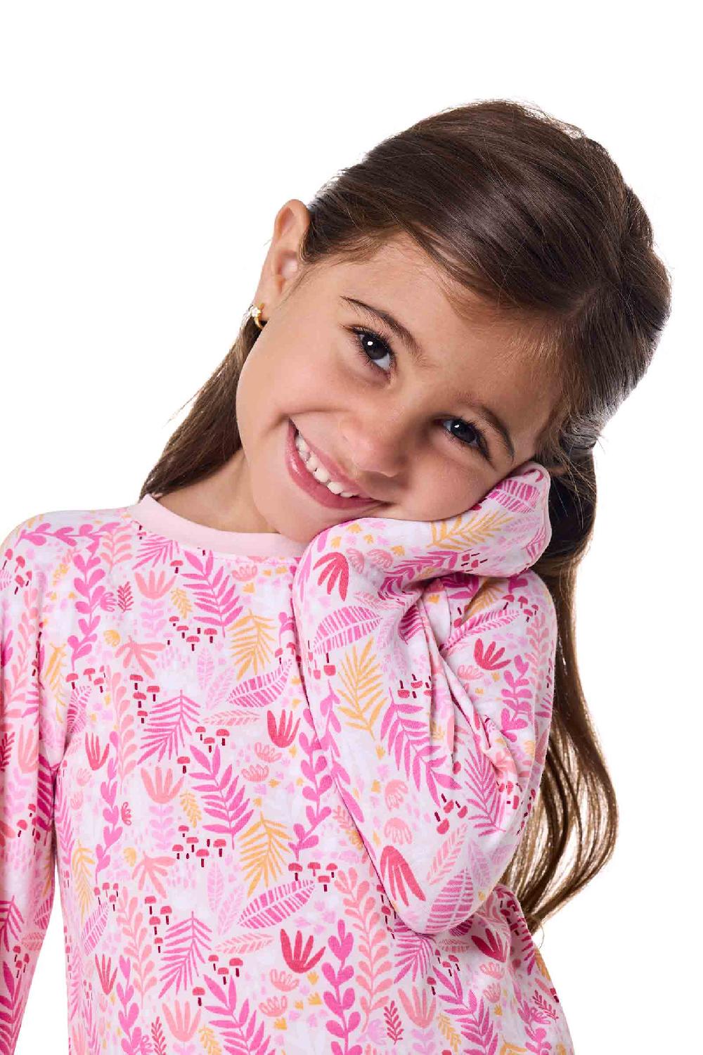 Coolibar Baby LumaLeo Long Sleeve T-Shirt | Soft Pink Blooming Forest