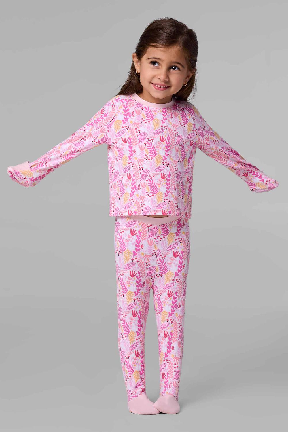 coolibar Baby LumaLeo Long Sleeve T-Shirt | Soft Pink Blooming Forest