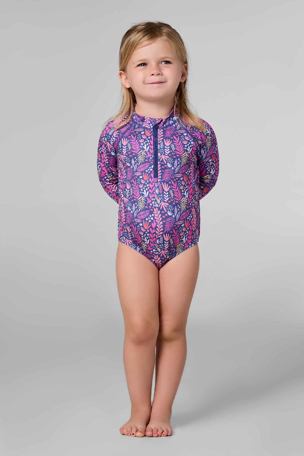 coolibar Baby Wave One-Piece Swimsuit | Future Dusk Blooming Forest