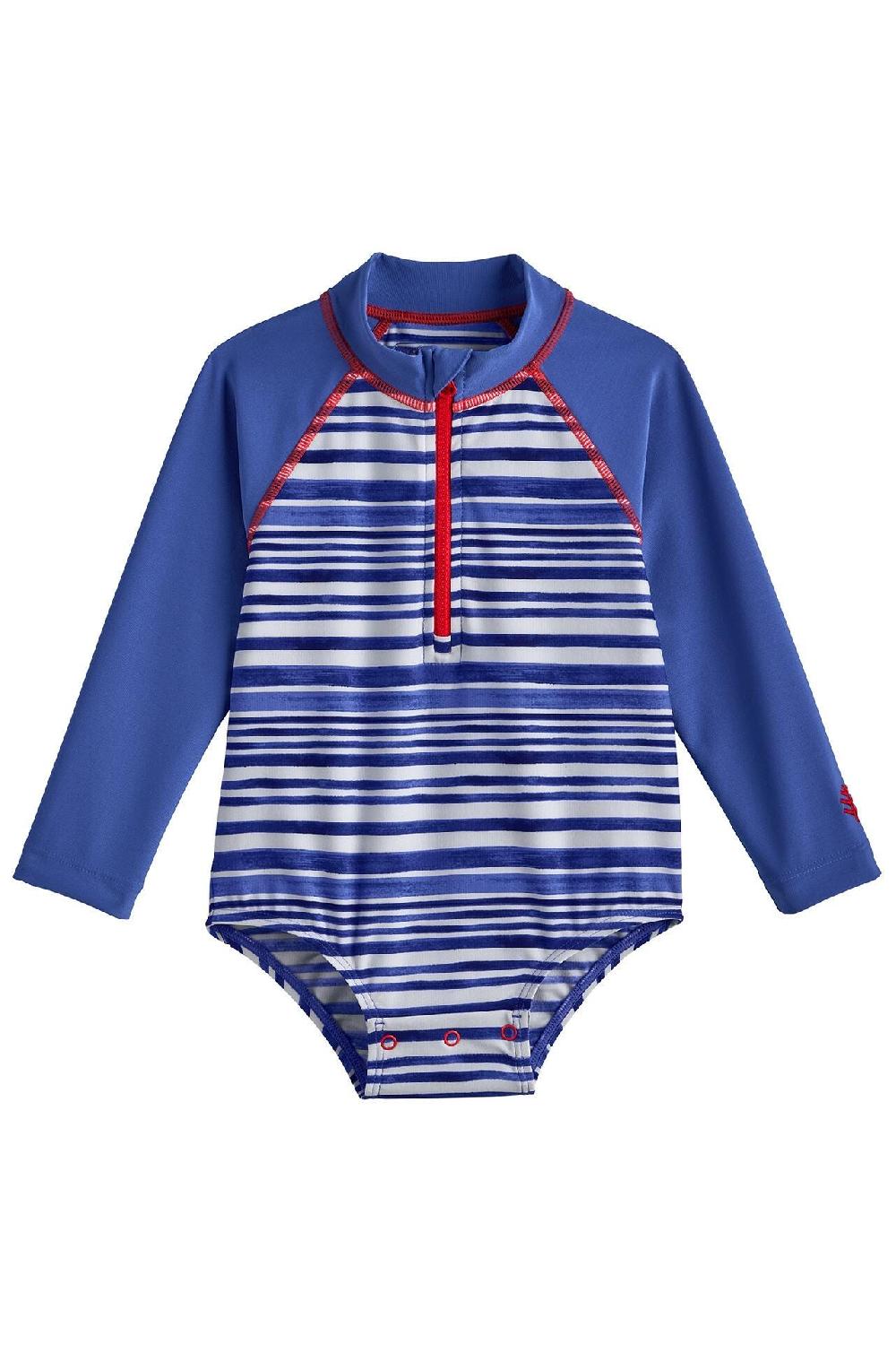 coolibar Baby Wave One-Piece Swimsuit | Sailor Watercolor Stripe