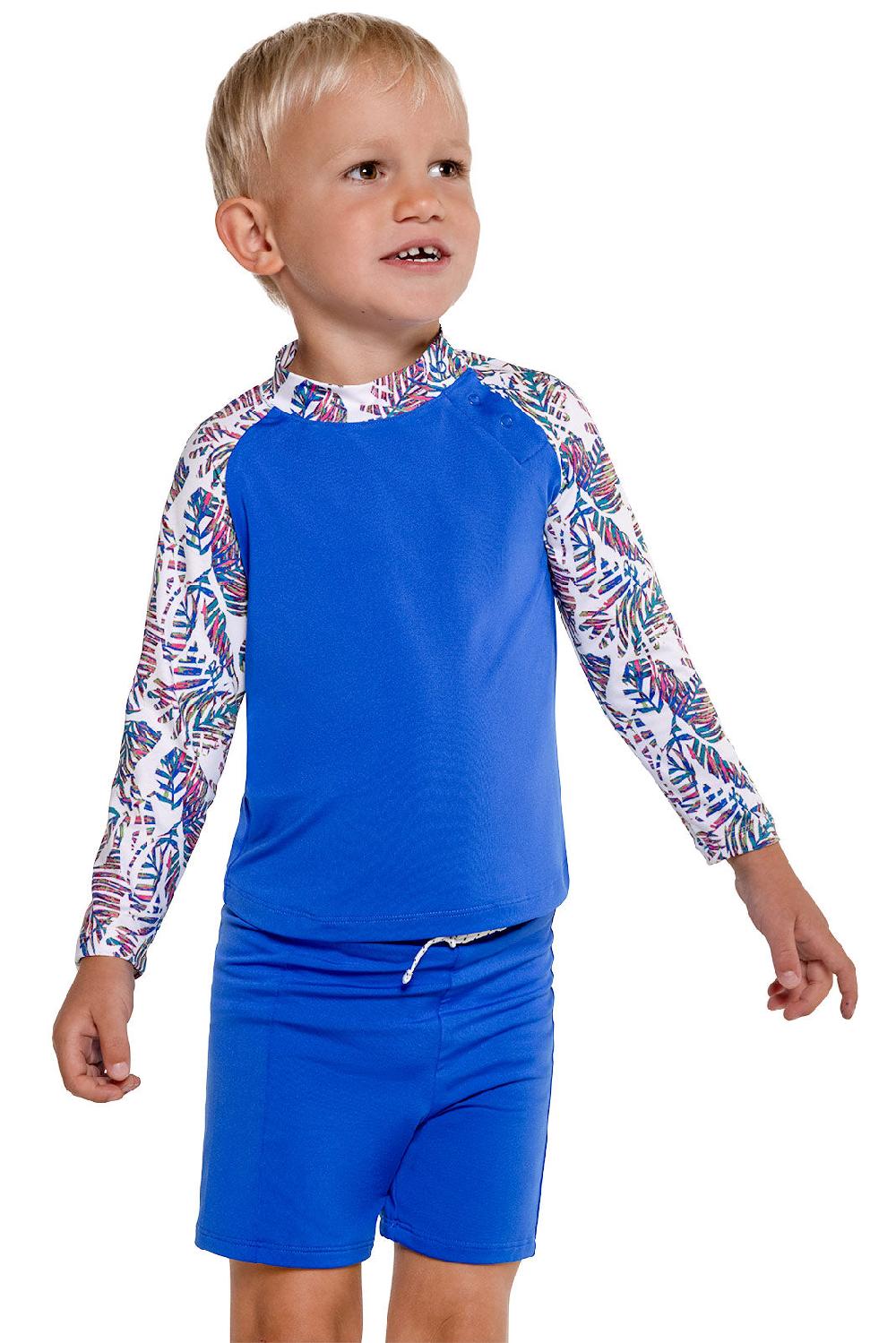 Coolibar Baby Wave Rash Guard Set | Baja Blue Colorblock