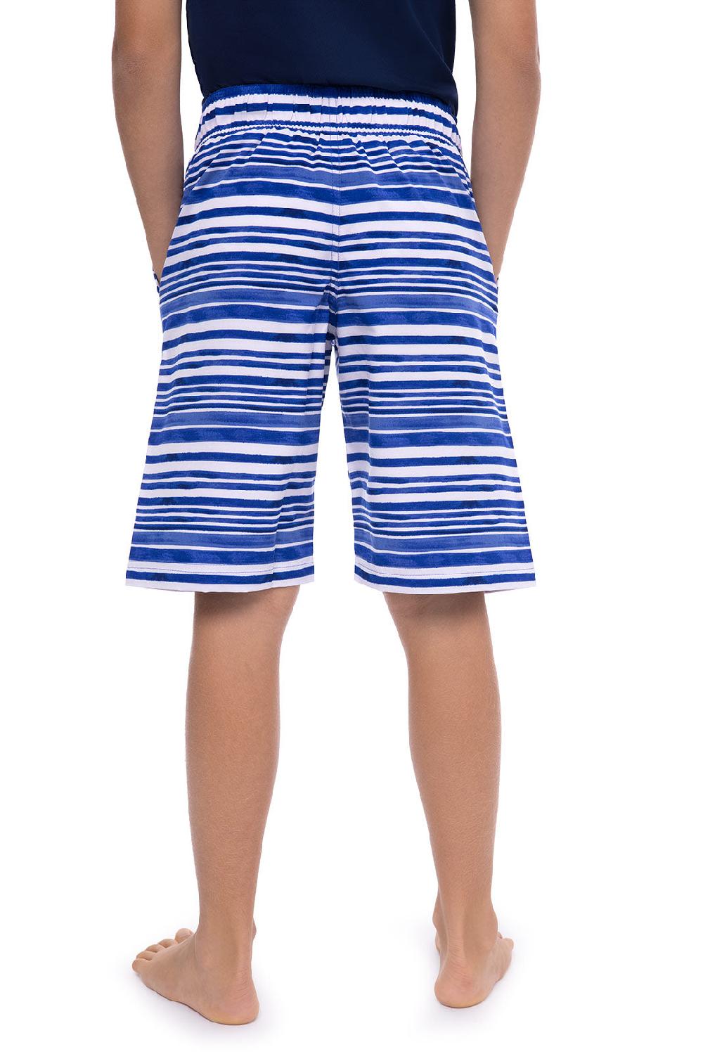 Coolibar Boy's Island Swim Trunks | Sailor Watercolor Stripe