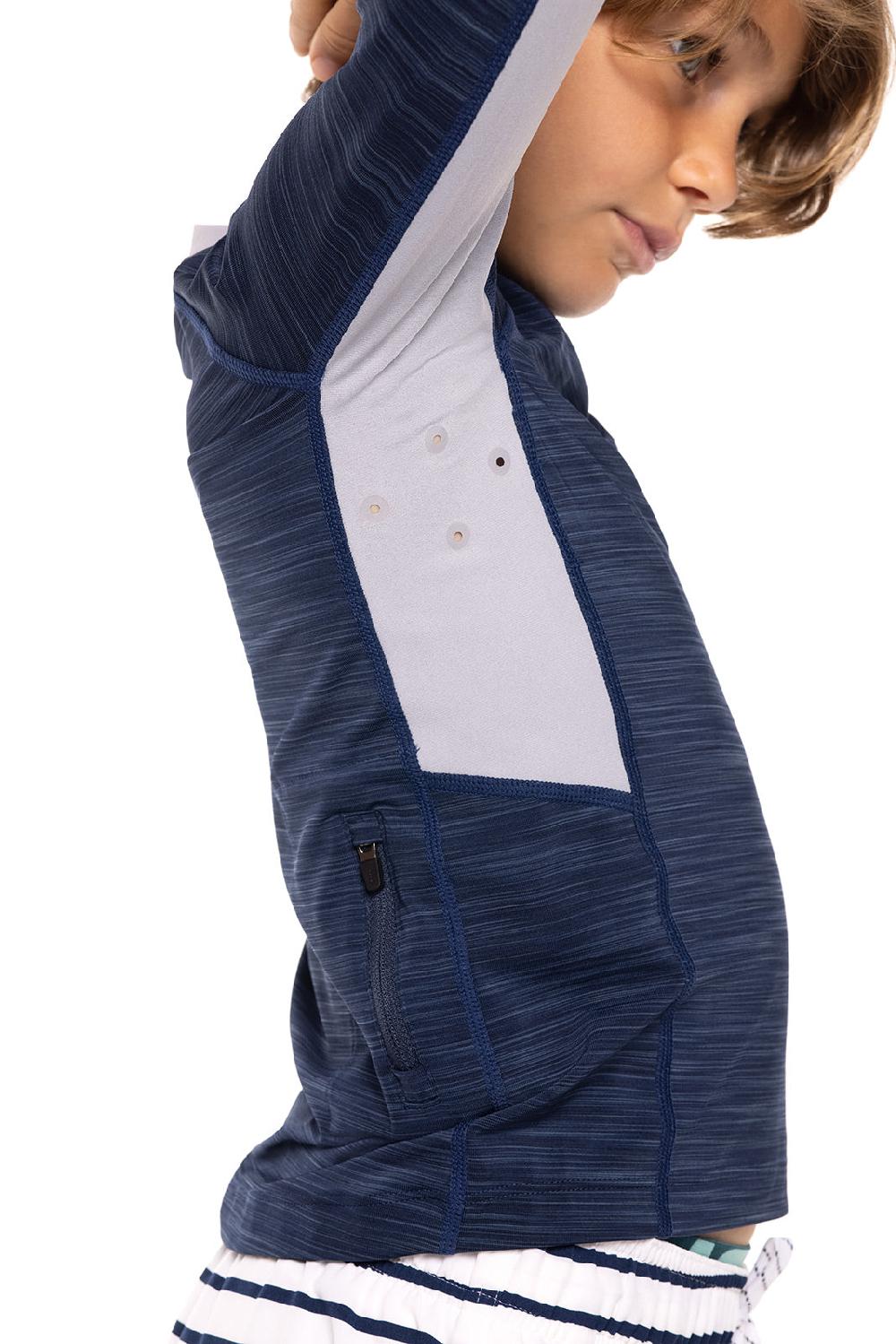 Coolibar Boy's Ultimate Long Sleeve Rash Guard | Navy Line