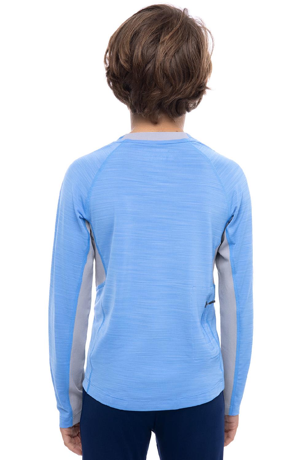 Coolibar Boy's Ultimate Long Sleeve Rash Guard | Surf Blue Line
