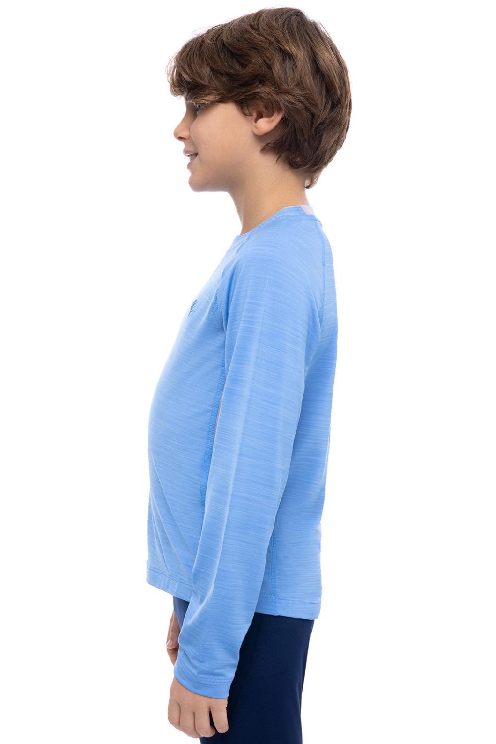 Coolibar Boy's Ultimate Long Sleeve Rash Guard | Surf Blue Line