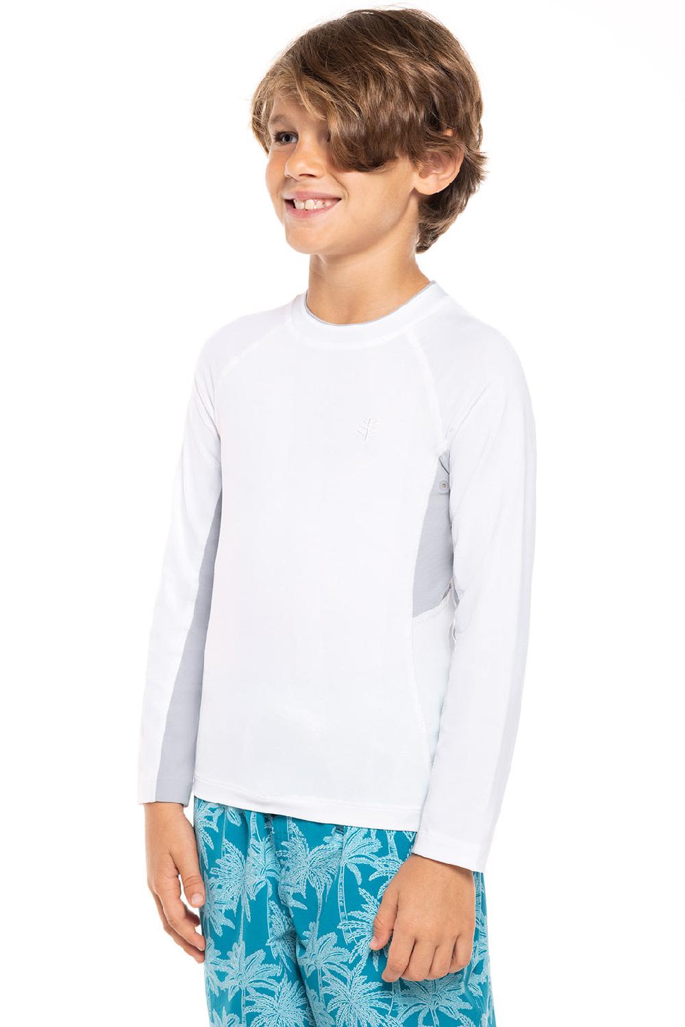 Coolibar Boy's Ultimate Long Sleeve Rash Guard | White