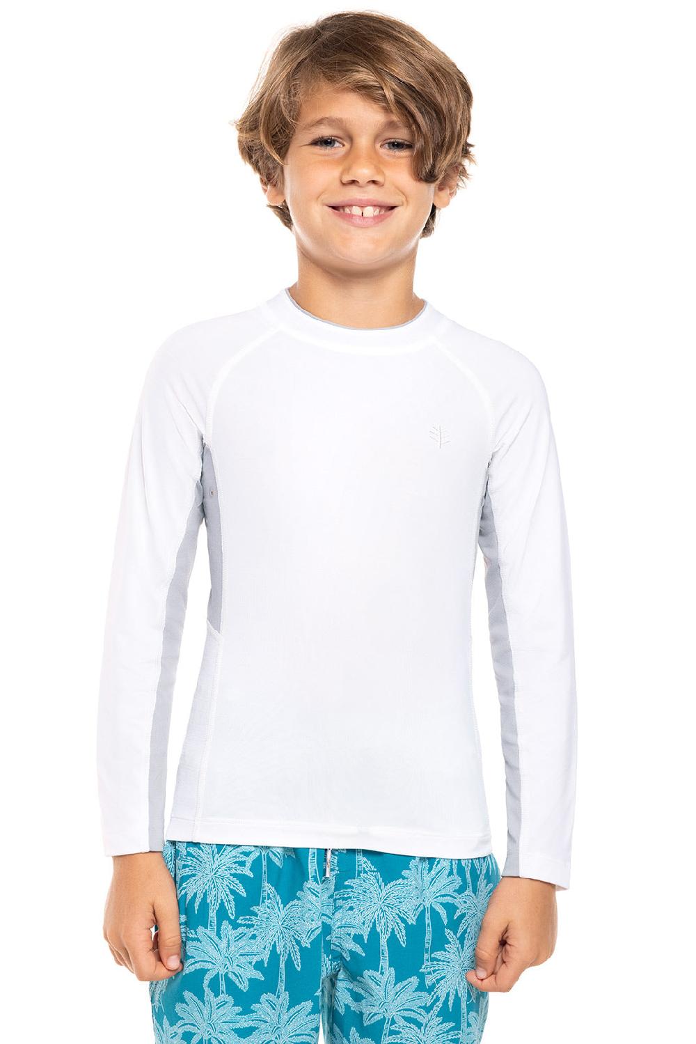 coolibar Boy's Ultimate Long Sleeve Rash Guard | White